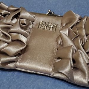 Silver clutch evening bag
